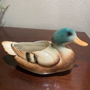 Vintage, Ceramic Mallard Duck Planter, from the  1950s